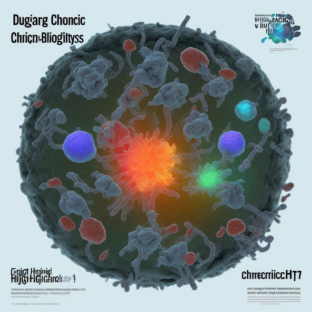 Drug-induced chronic gout, right hip digital illustration