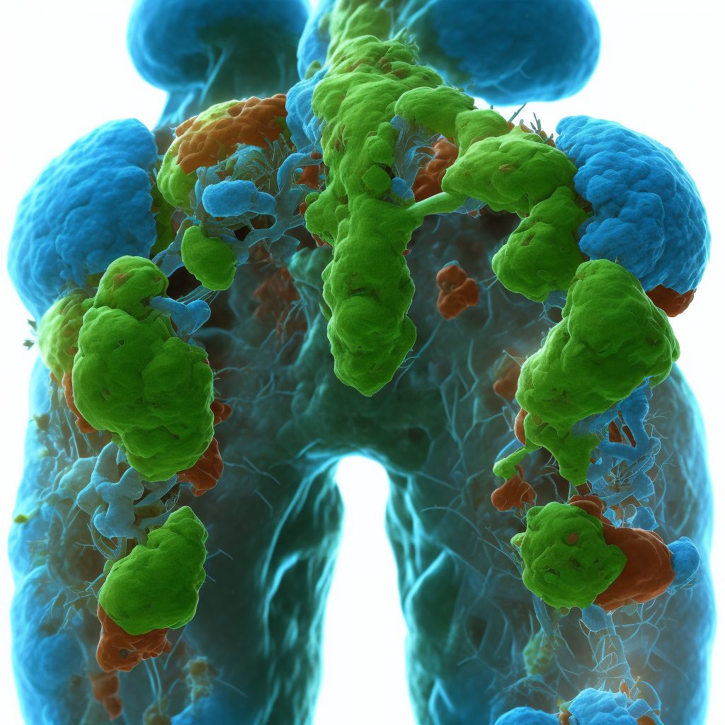 Foreign body granuloma of soft tissue, not elsewhere classified, thigh digital illustration