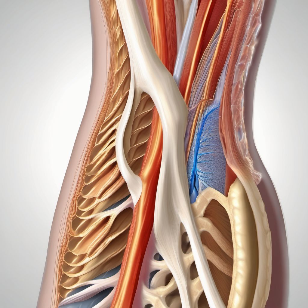 Spontaneous rupture of extensor tendons, upper arm digital illustration