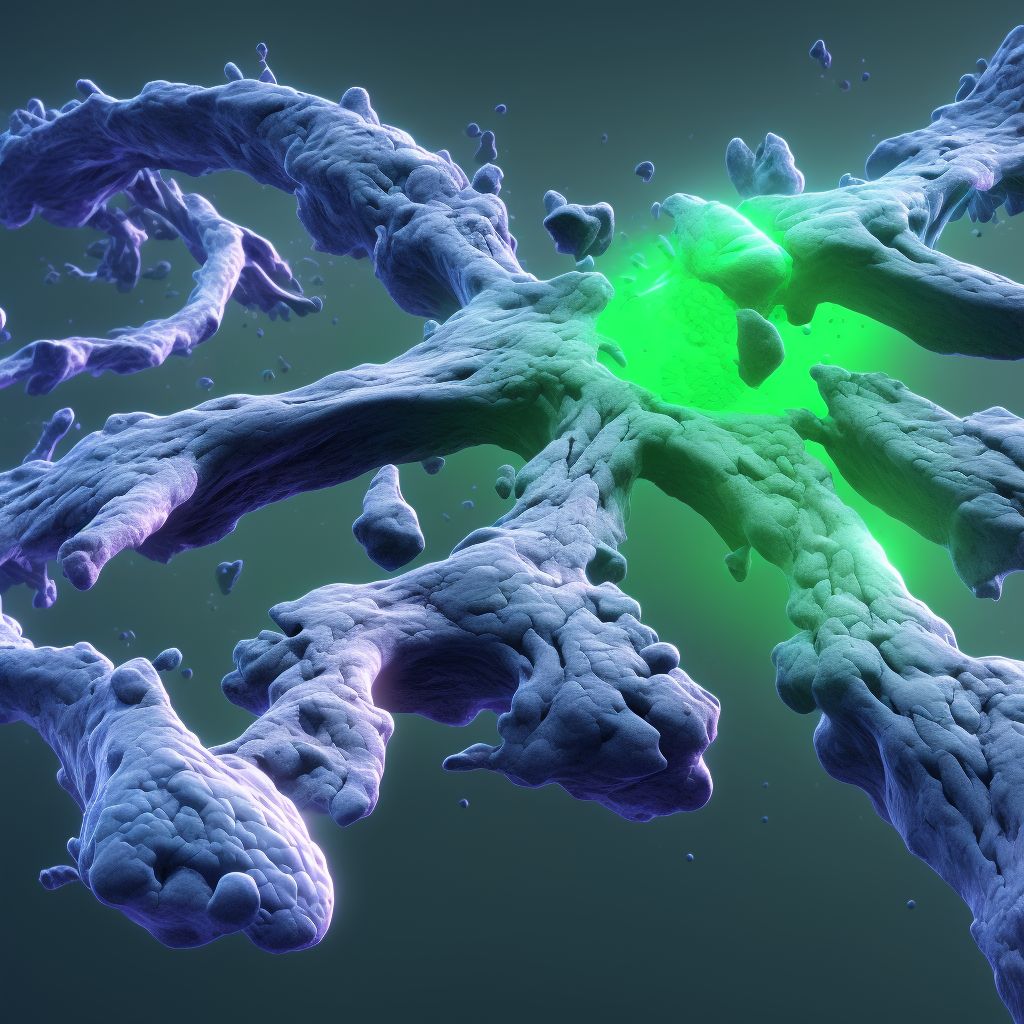 Age-related osteoporosis with current pathological fracture, left hand digital illustration