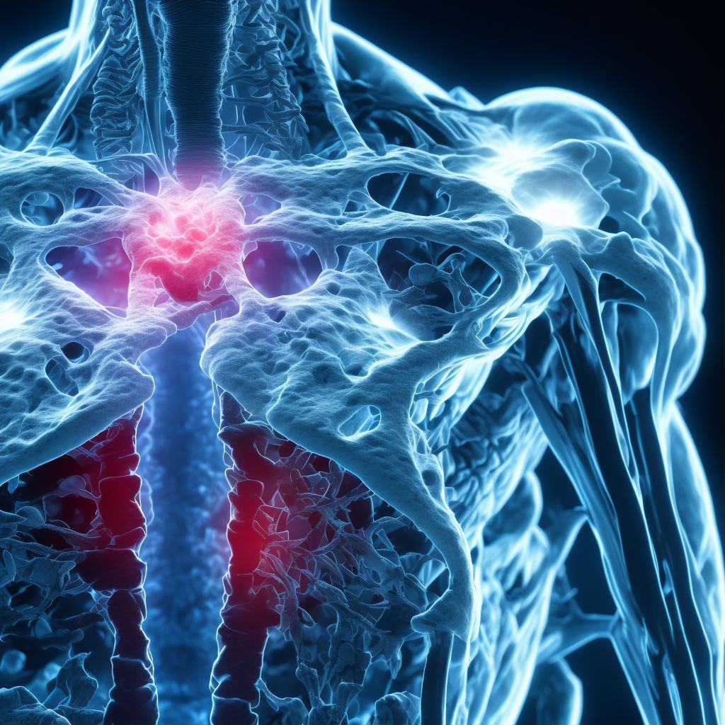 Other osteoporosis with current pathological fracture, left shoulder digital illustration