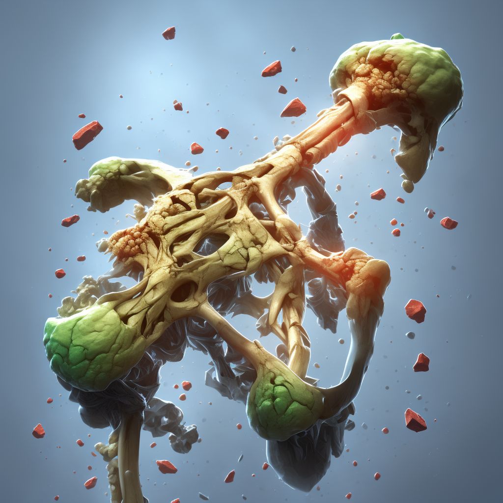 Pathological fracture, right humerus digital illustration