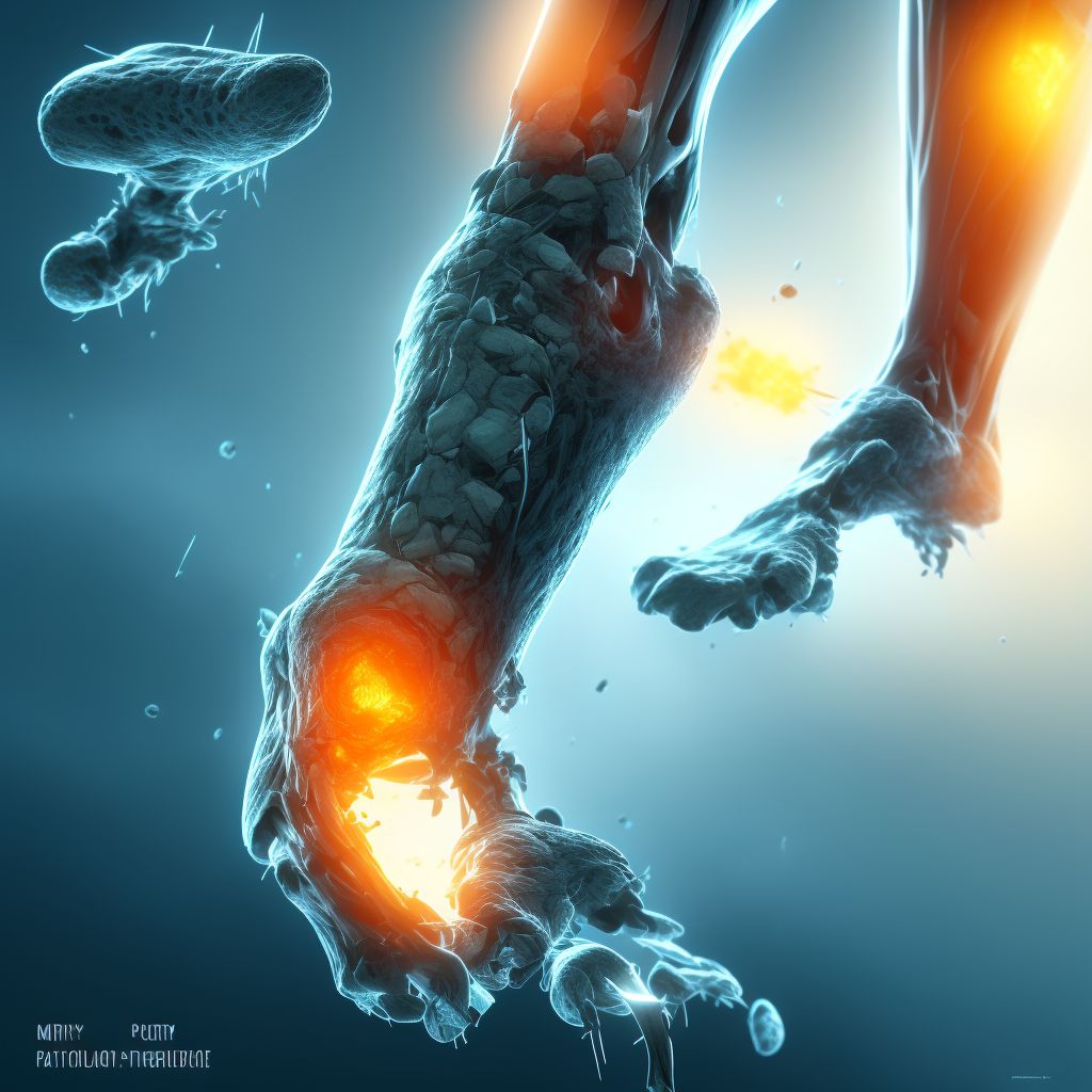 Pathological fracture in other disease, left ankle digital illustration