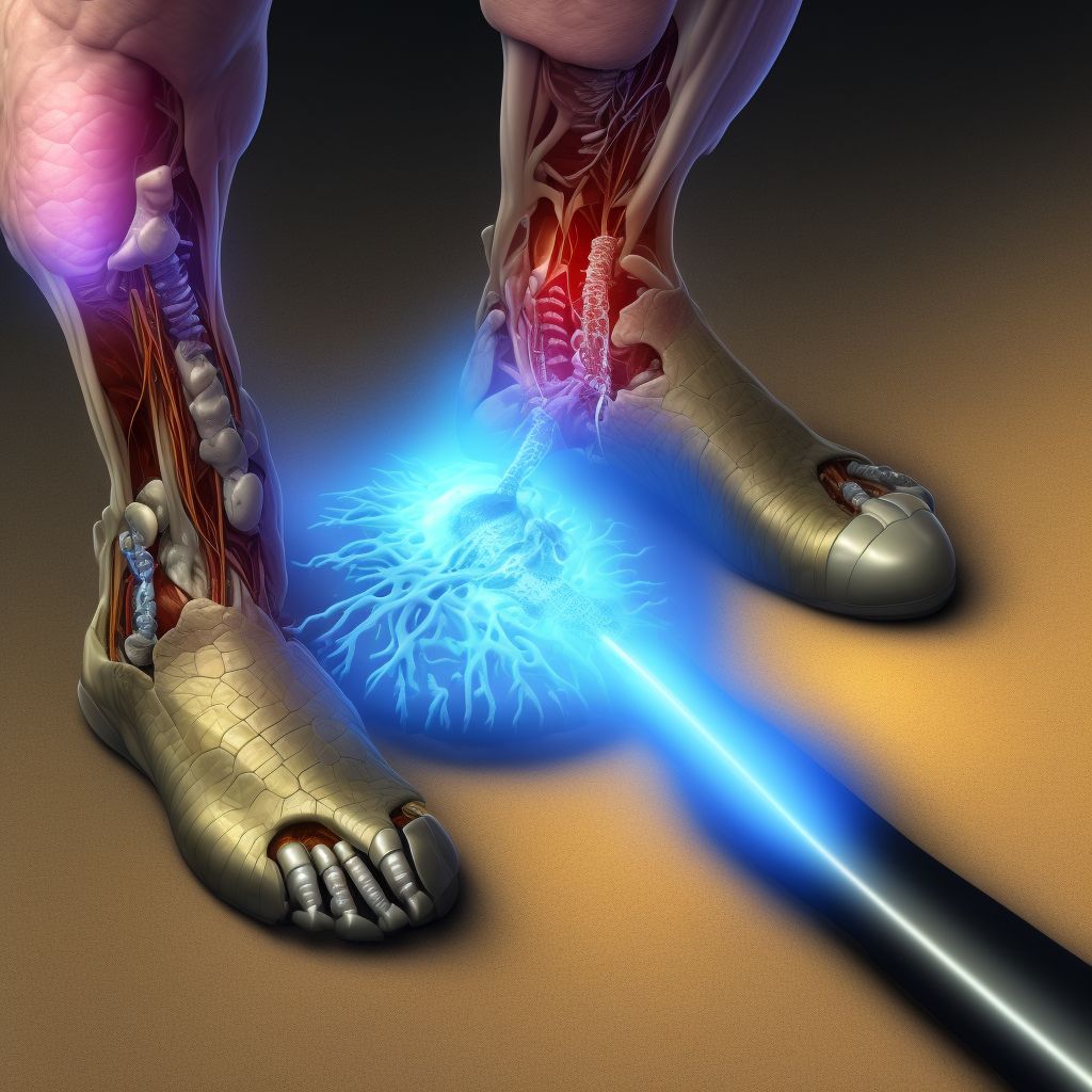 Periprosthetic fracture around internal prosthetic left ankle joint digital illustration