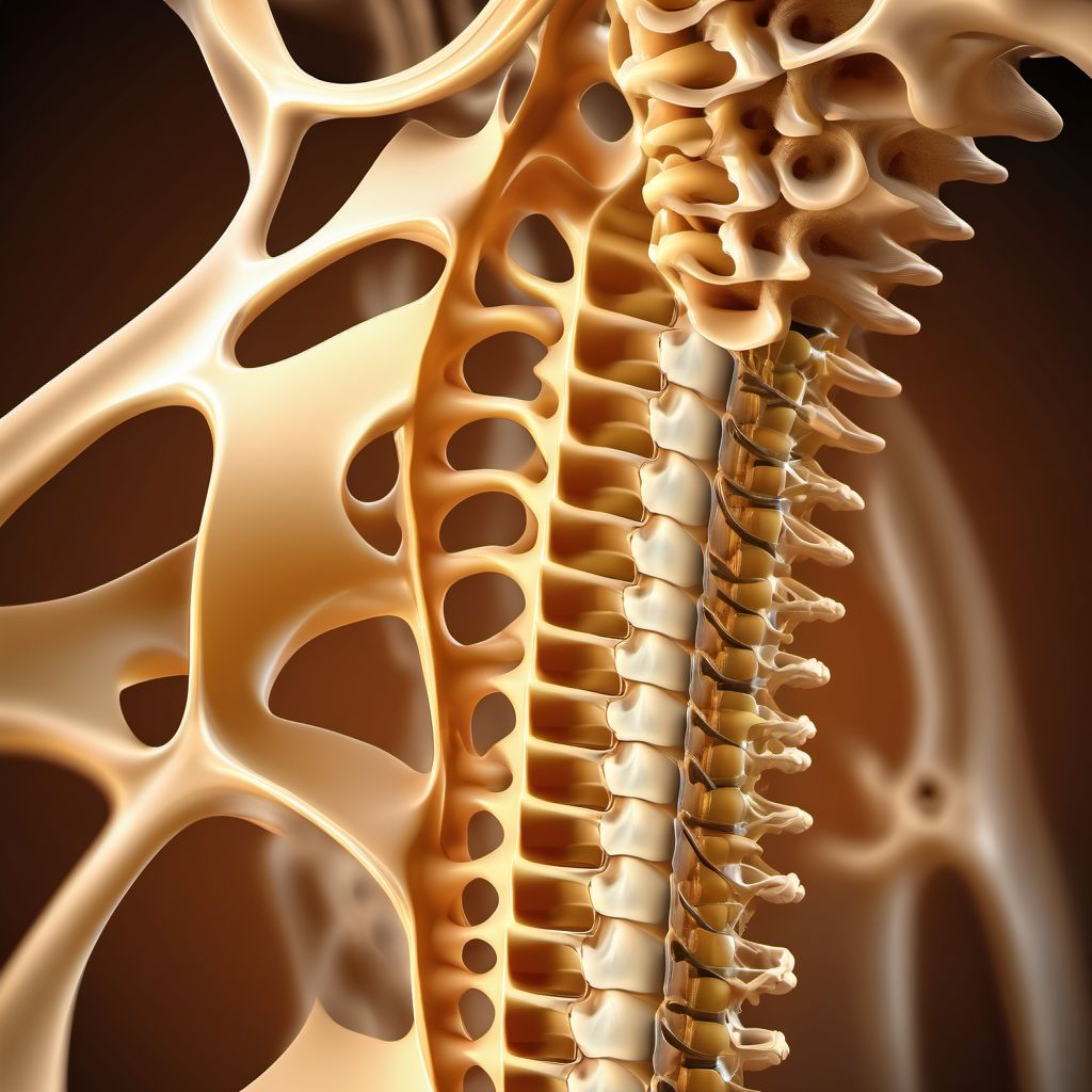 Osseous and subluxation stenosis of intervertebral foramina digital illustration