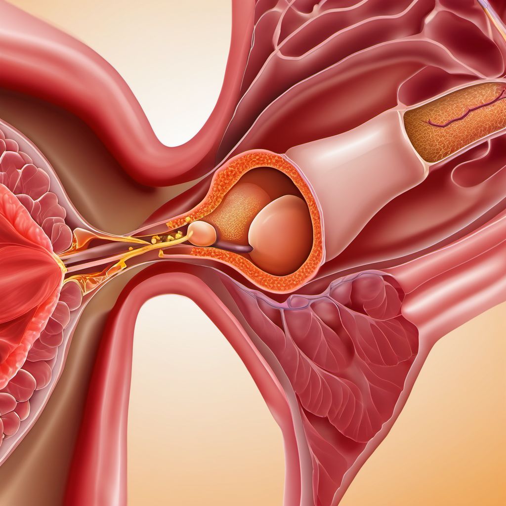 Incomplete uterovaginal prolapse digital illustration