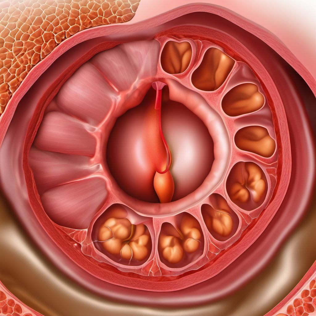 Complete uterovaginal prolapse digital illustration