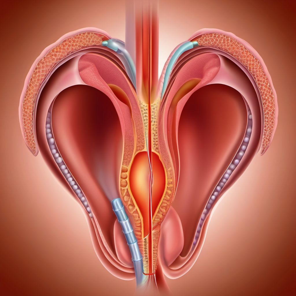 Torsion of ovary, ovarian pedicle and fallopian tube digital illustration