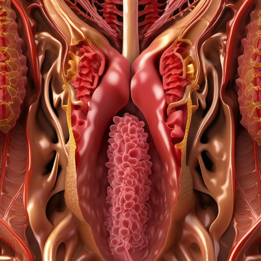 Postprocedural pelvic peritoneal adhesions digital illustration