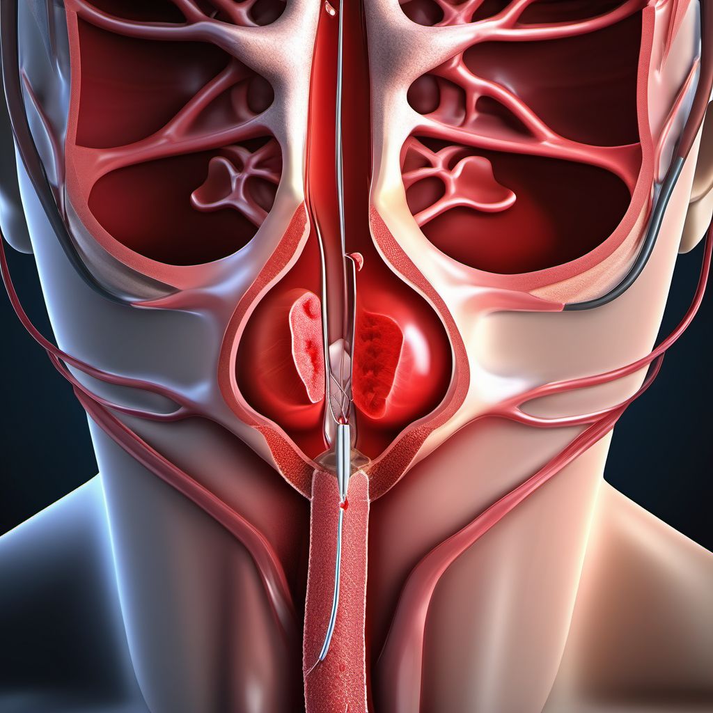 Intraoperative hemorrhage and hematoma of a genitourinary system organ or structure complicating a procedure digital illustration