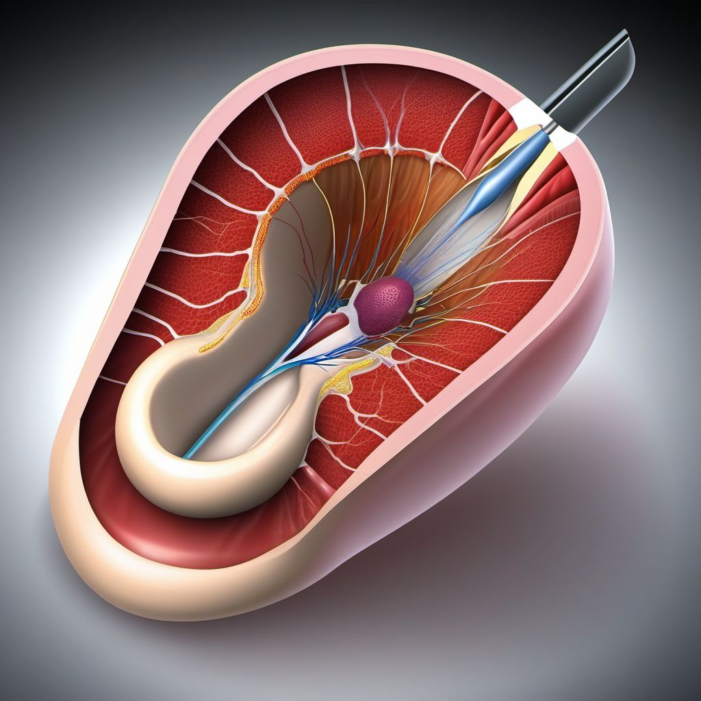 Accidental puncture and laceration of a genitourinary system organ or structure during a procedure digital illustration