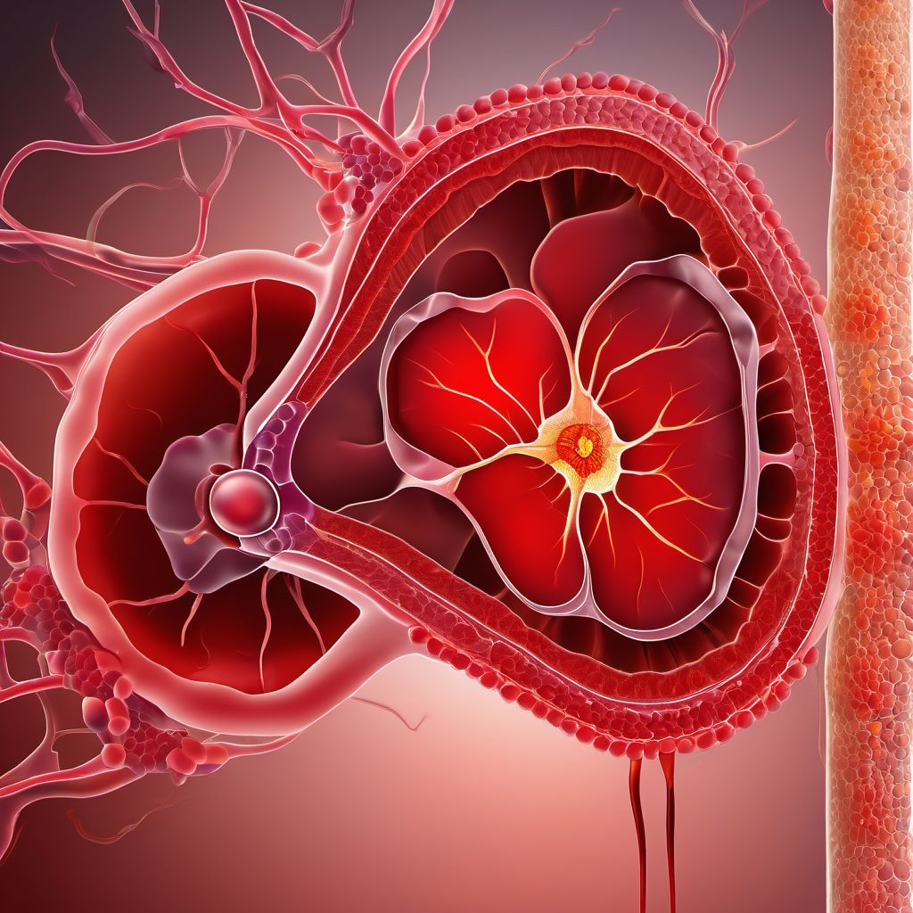 Postprocedural hemorrhage of a genitourinary system organ or structure following a procedure digital illustration