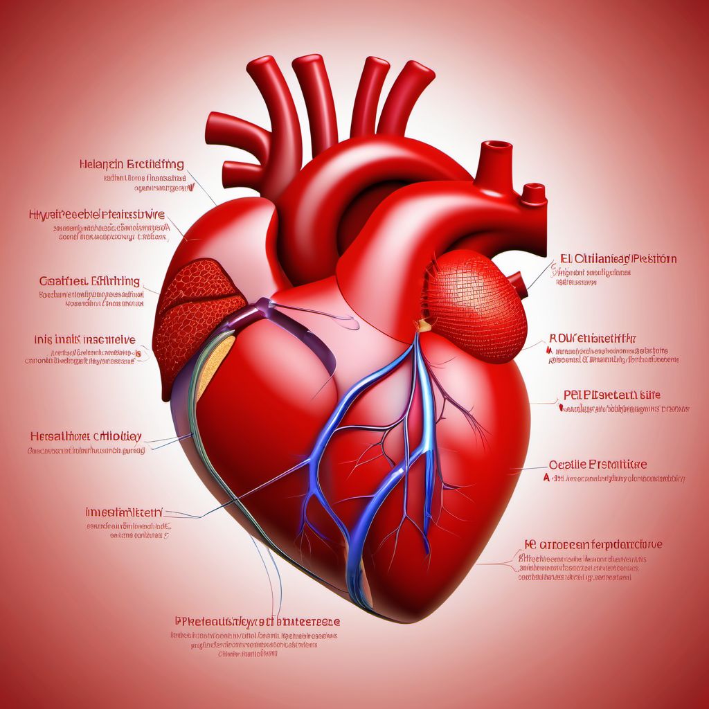 Pre-existing hypertensive heart disease complicating childbirth digital illustration