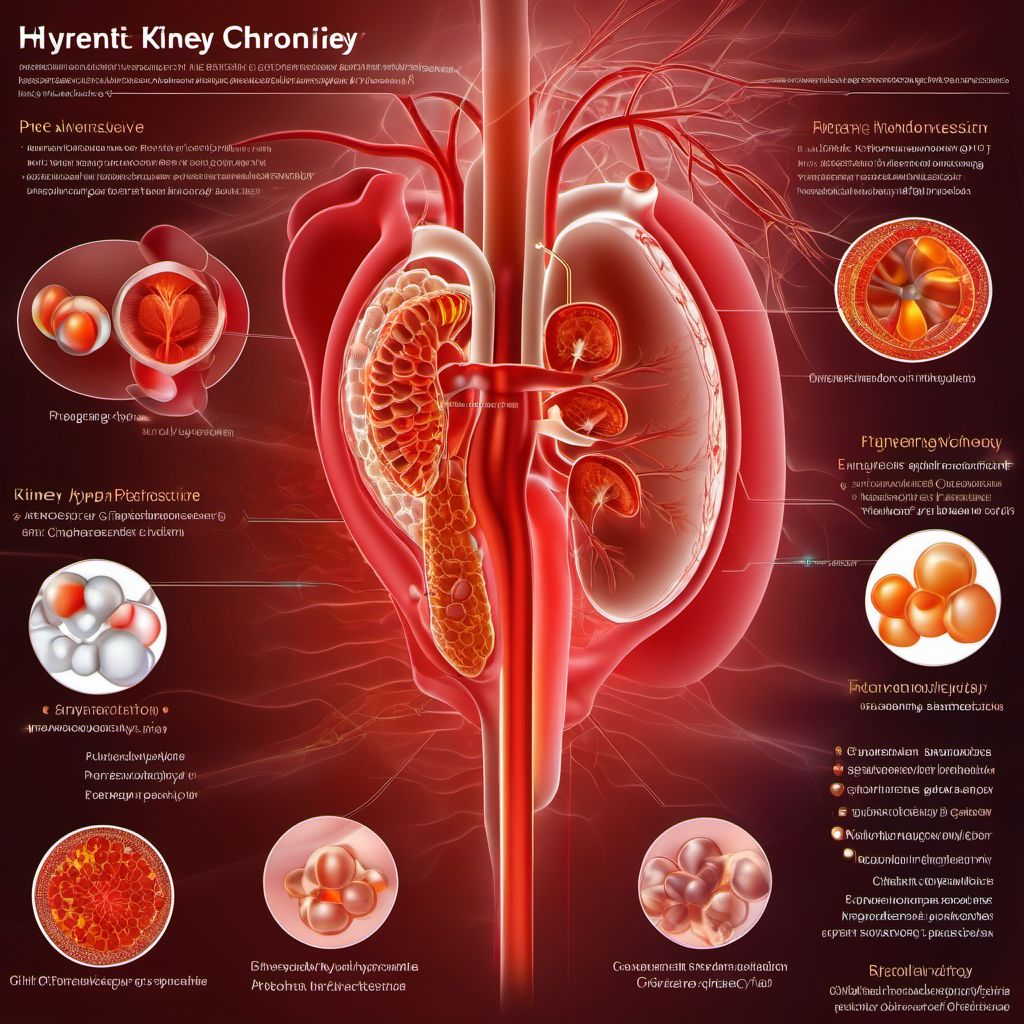 Pre-existing hypertensive chronic kidney disease complicating pregnancy digital illustration