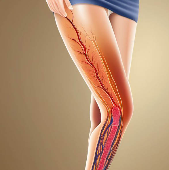 Varicose veins of lower extremity in pregnancy digital illustration