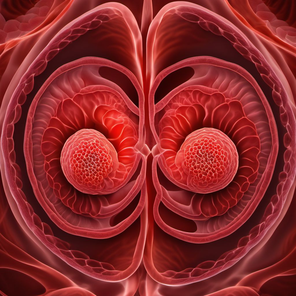 Triplet pregnancy, unable to determine number of placenta and number of amniotic sacs digital illustration