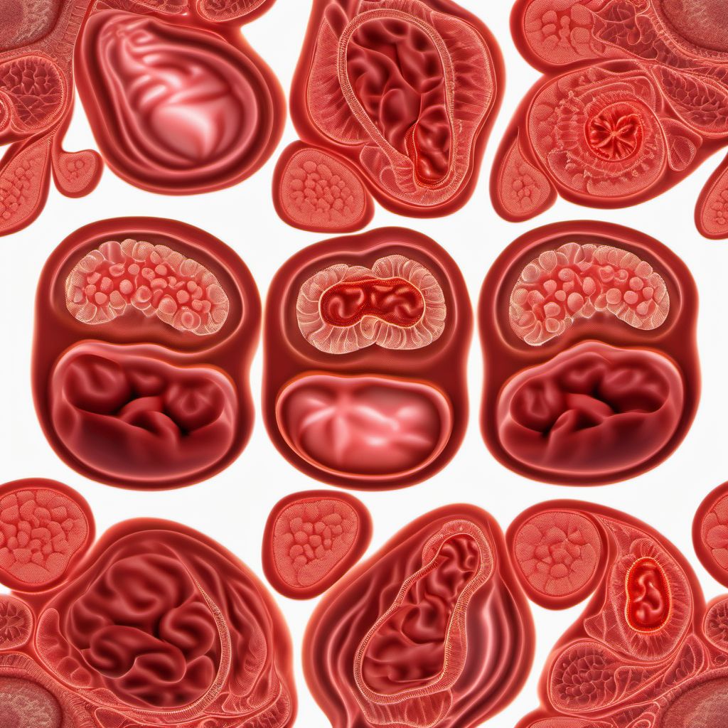 Quadruplet pregnancy, unspecified number of placenta and unspecified number of amniotic sacs digital illustration