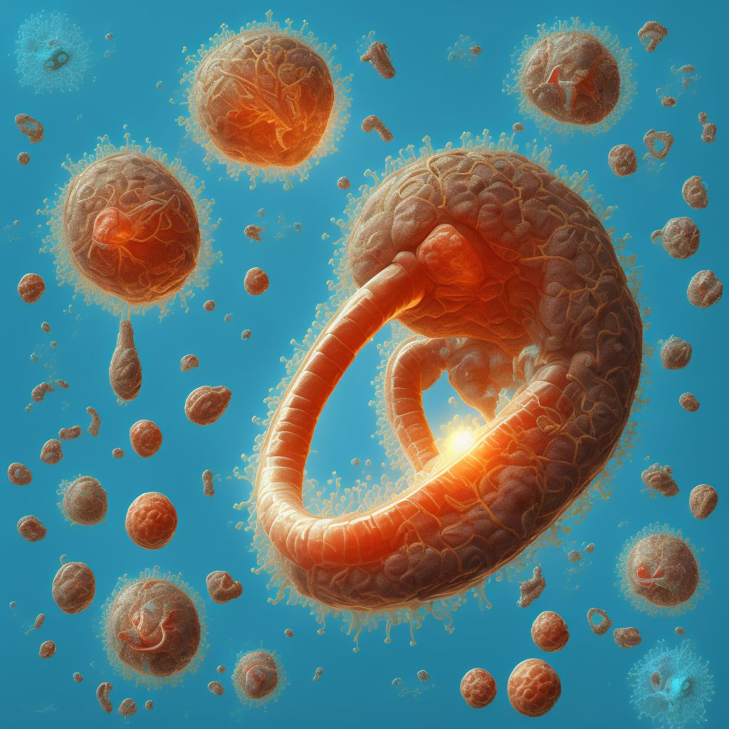 Papyraceous fetus, third trimester digital illustration