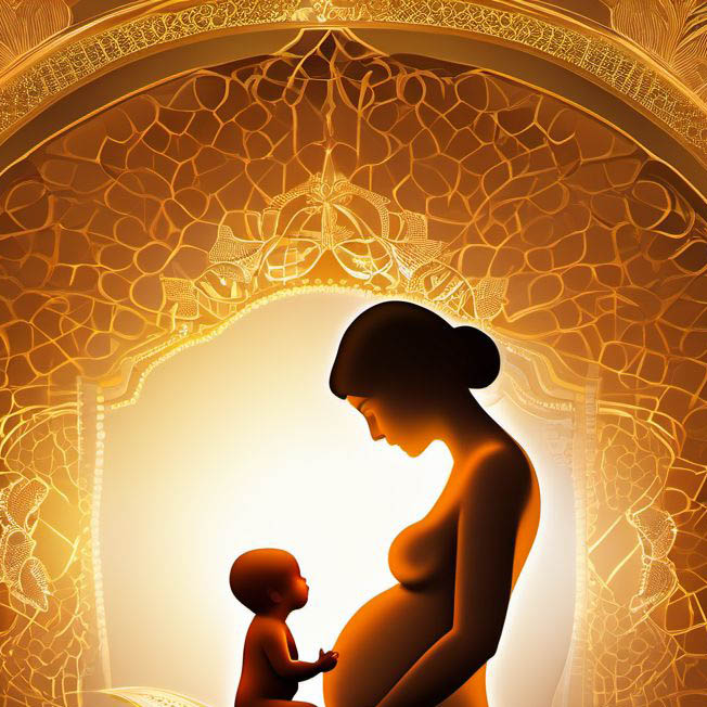 Maternal care for excessive fetal growth, second trimester digital illustration