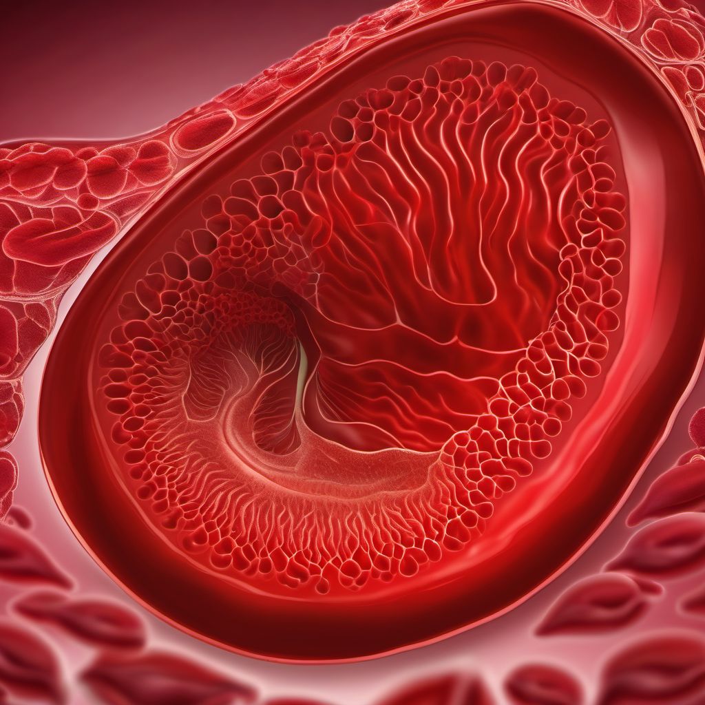 Partial placenta previa without hemorrhage digital illustration