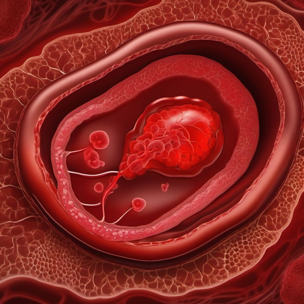 Low lying placenta with hemorrhage digital illustration