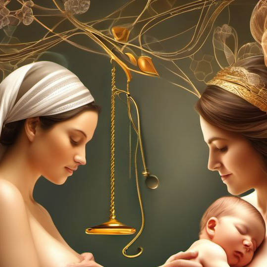 Labor and delivery complicated by short cord digital illustration