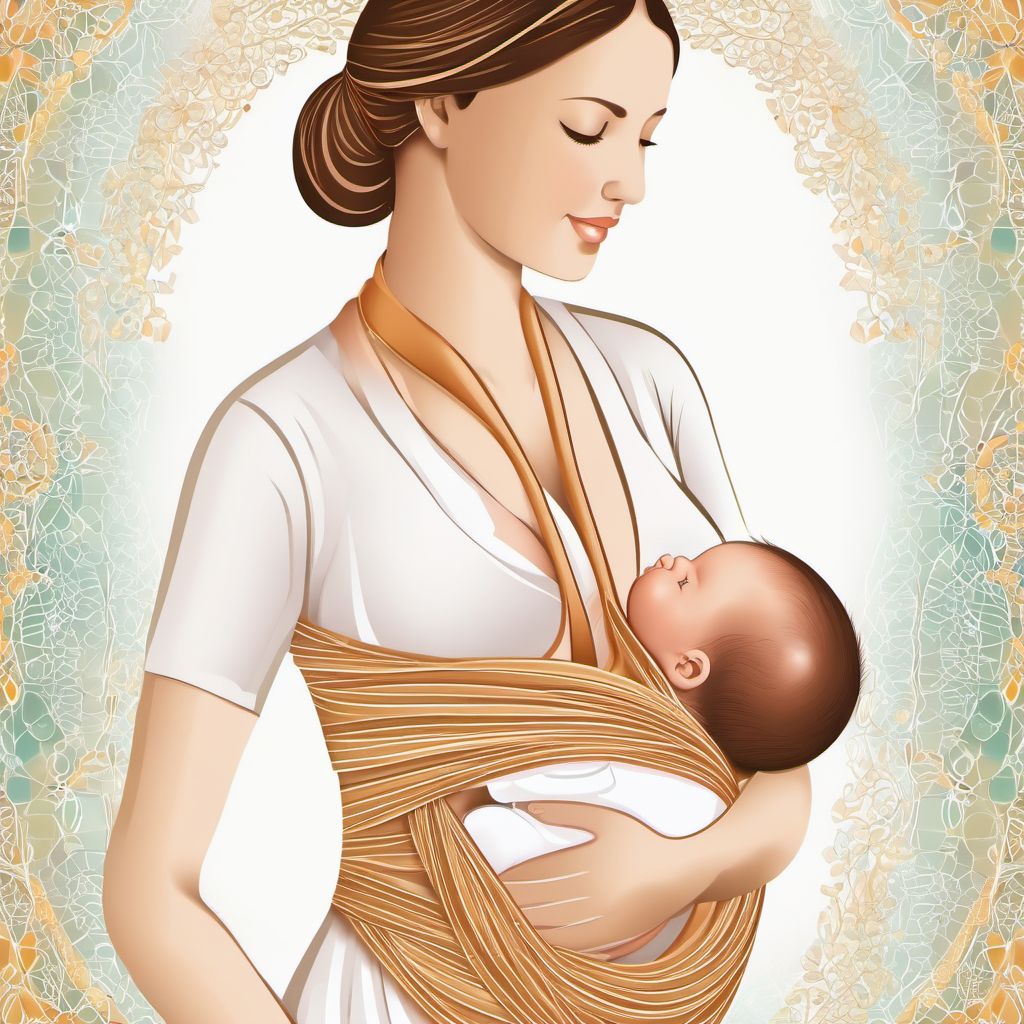 Labor and delivery complicated by cord around neck, without compression digital illustration