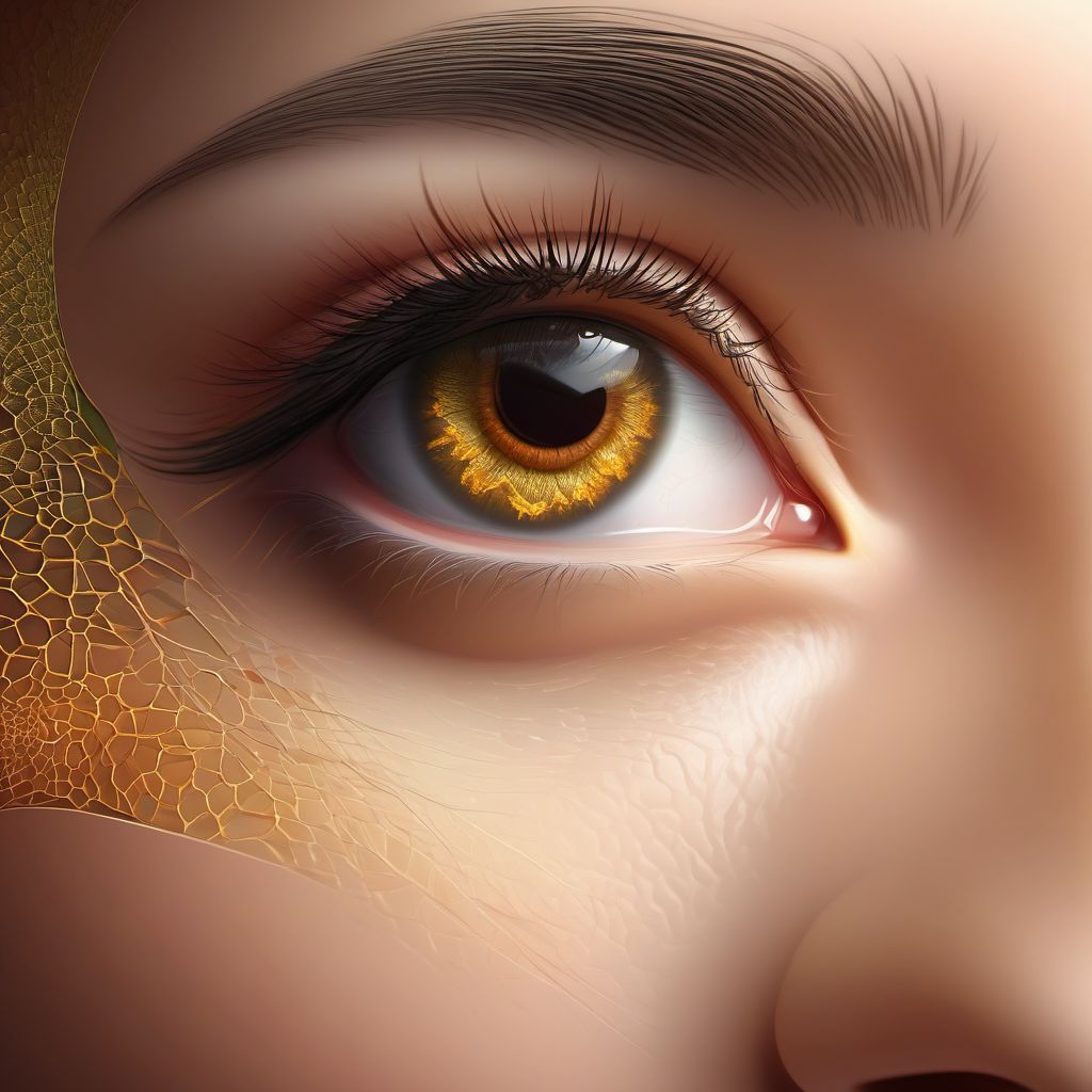 Contusion of right eyelid and periocular area digital illustration
