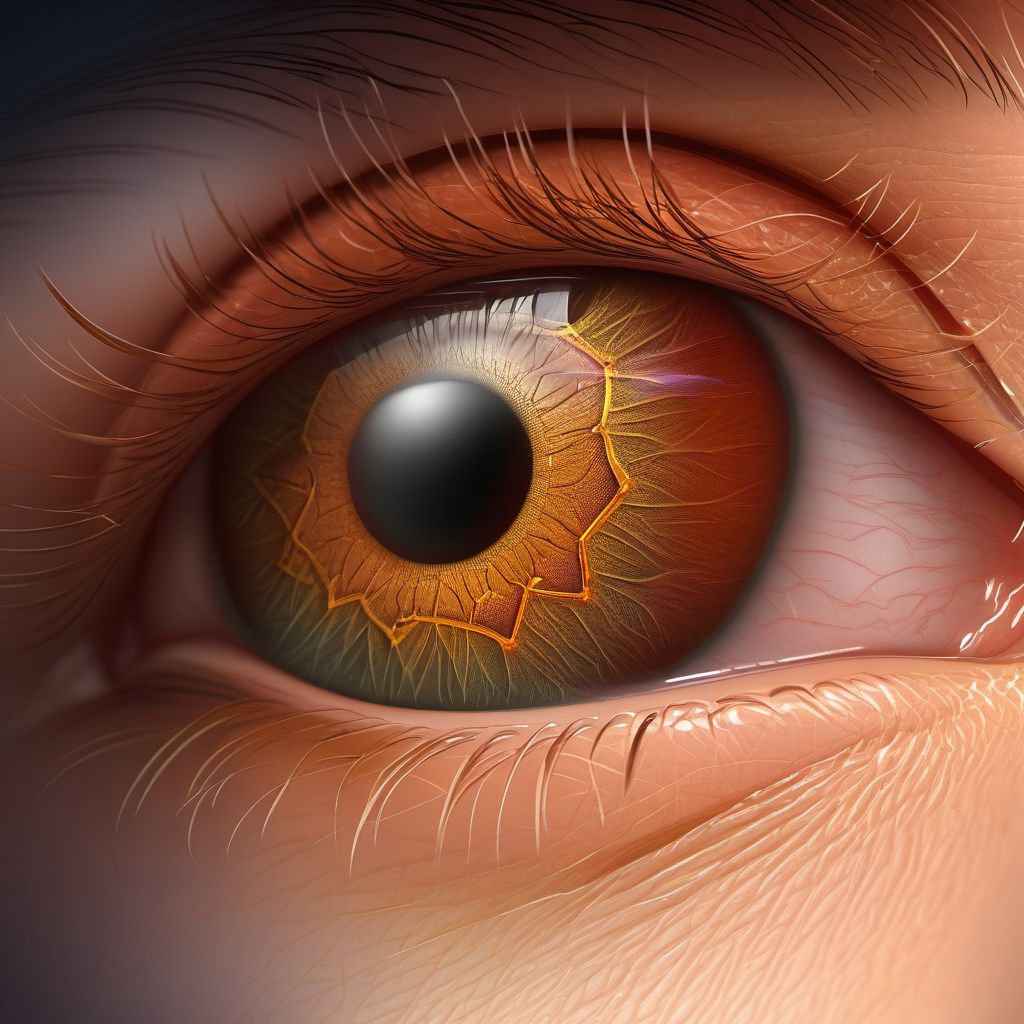 Abrasion of left eyelid and periocular area digital illustration