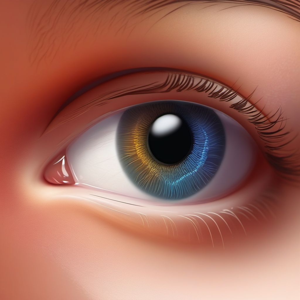 Blister (nonthermal) of left eyelid and periocular area digital illustration