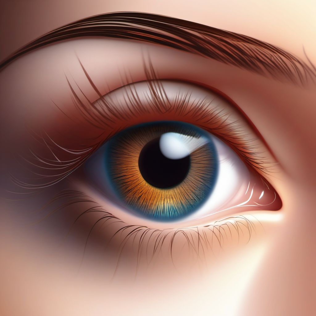 External constriction of right eyelid and periocular area digital illustration