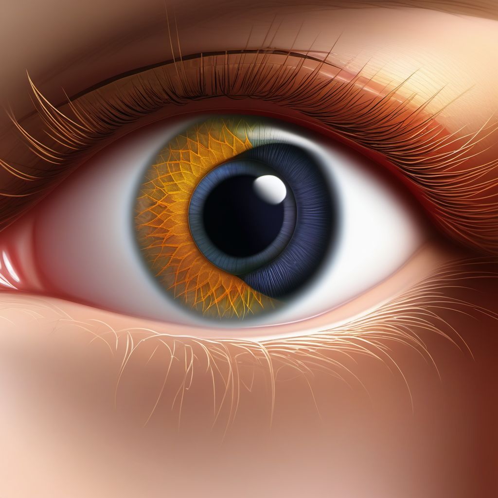 Superficial foreign body of right eyelid and periocular area digital illustration