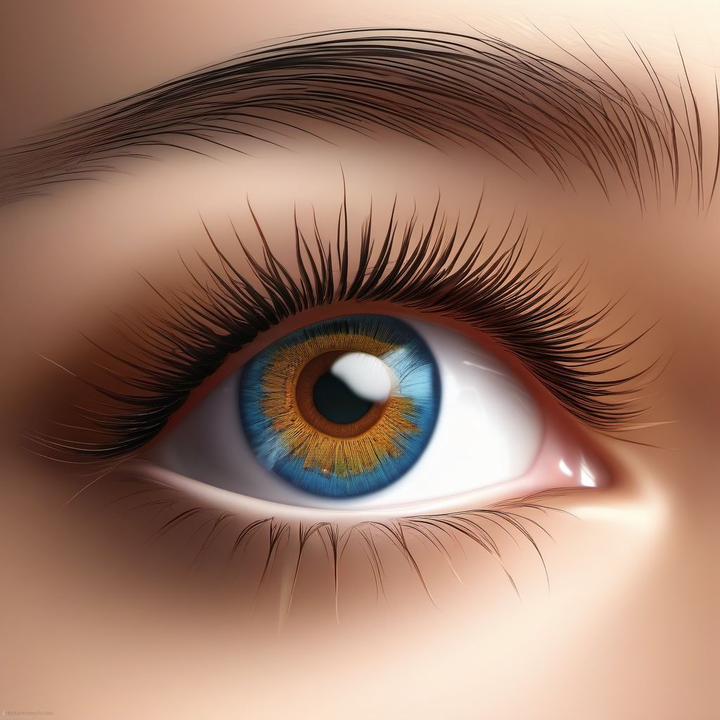 Superficial foreign body of left eyelid and periocular area digital illustration