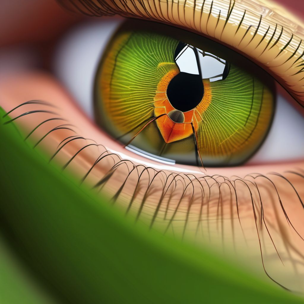 Insect bite (nonvenomous) of right eyelid and periocular area digital illustration