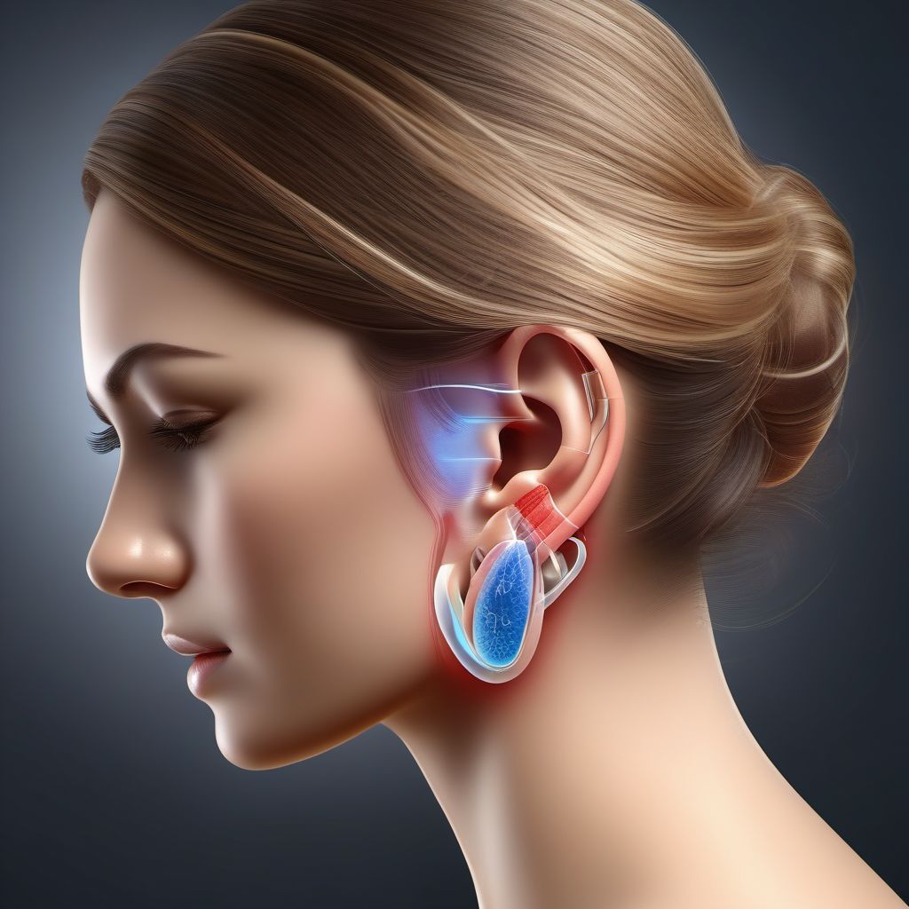 Unspecified superficial injury of right ear digital illustration