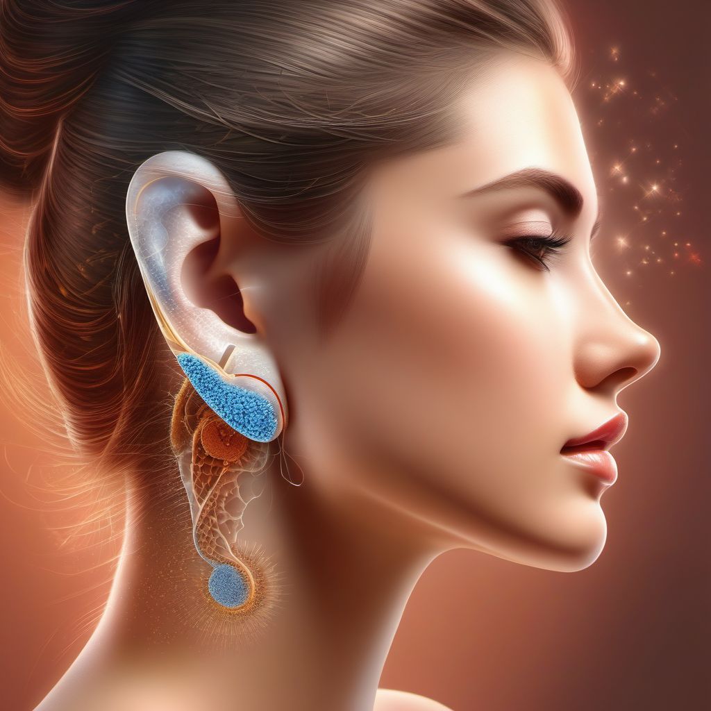 Abrasion of left ear digital illustration