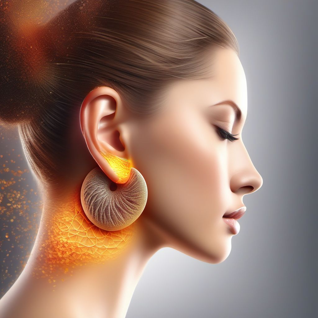 Abrasion of unspecified ear digital illustration