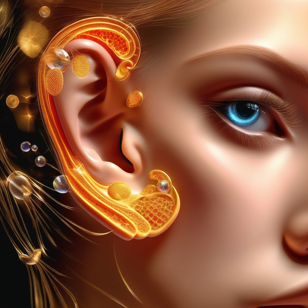 Blister (nonthermal) of left ear digital illustration