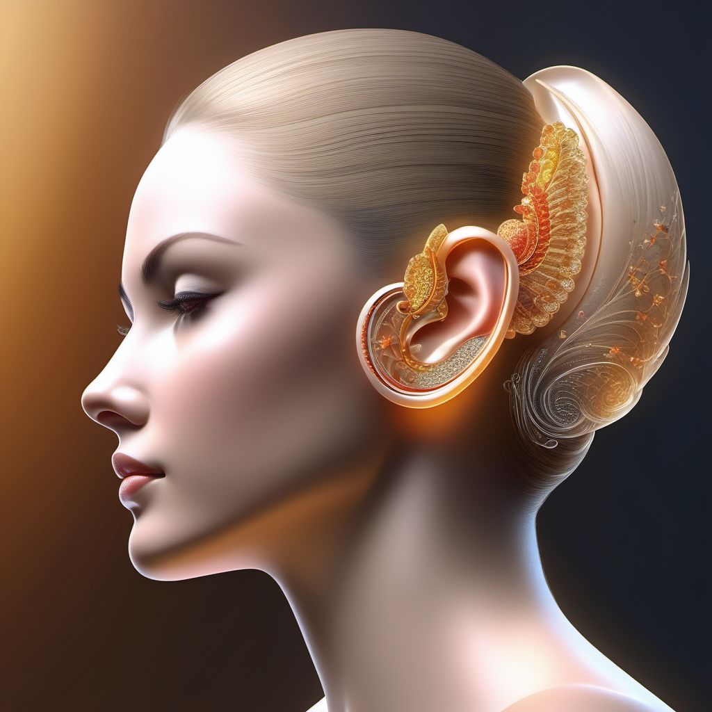 Superficial foreign body of right ear digital illustration