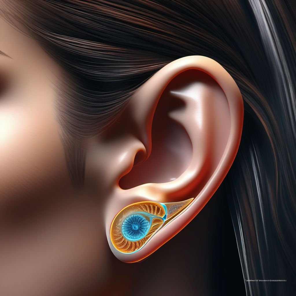 Superficial foreign body of left ear digital illustration