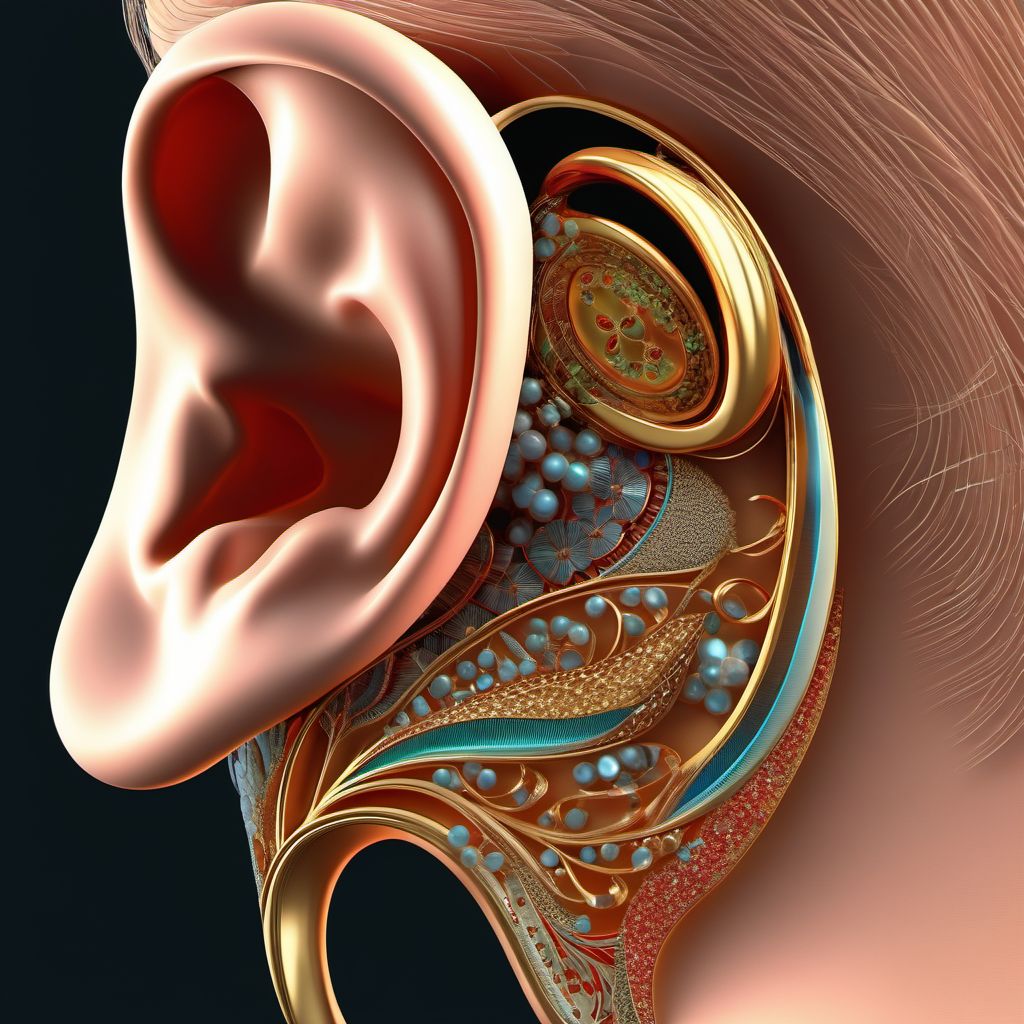 Superficial foreign body of unspecified ear digital illustration