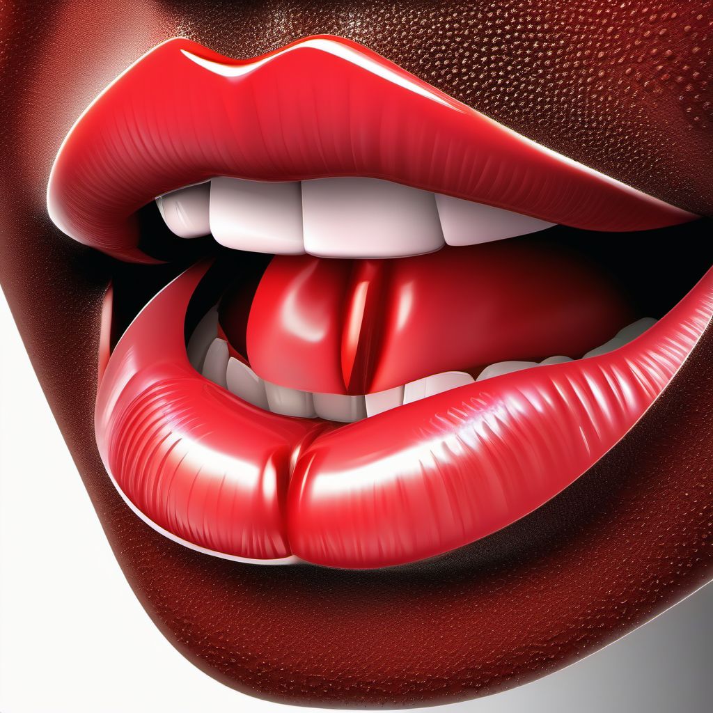 Abrasion of lip and oral cavity digital illustration