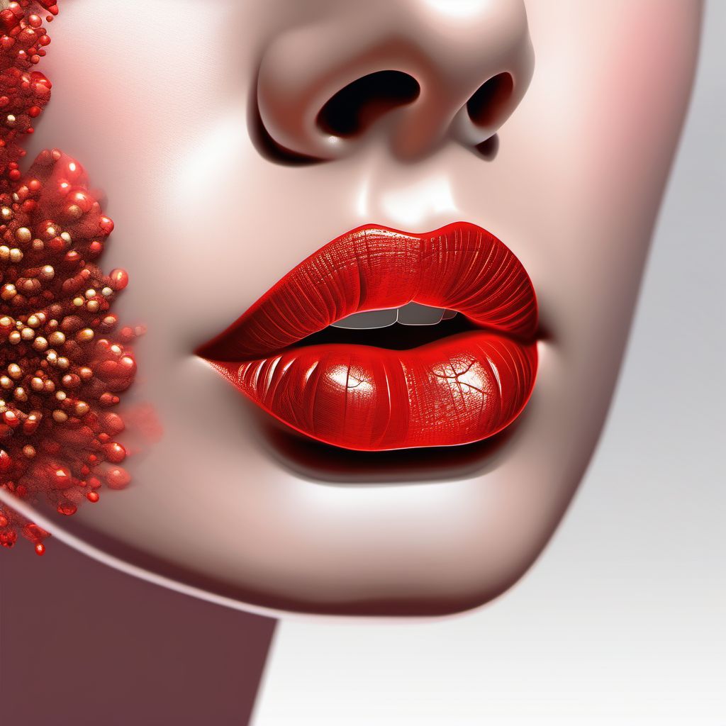 Abrasion of lip digital illustration