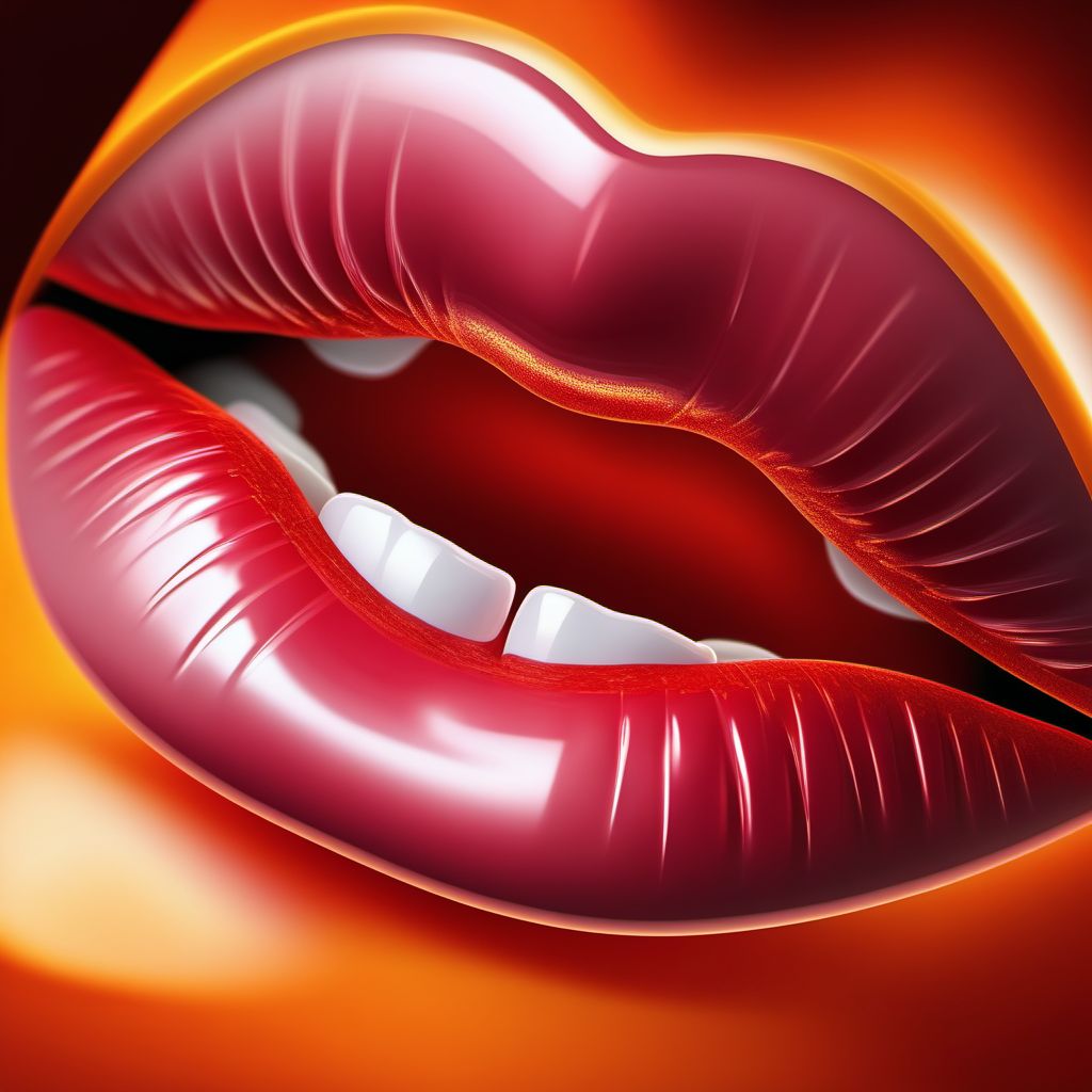 Blister (nonthermal) of lip and oral cavity digital illustration