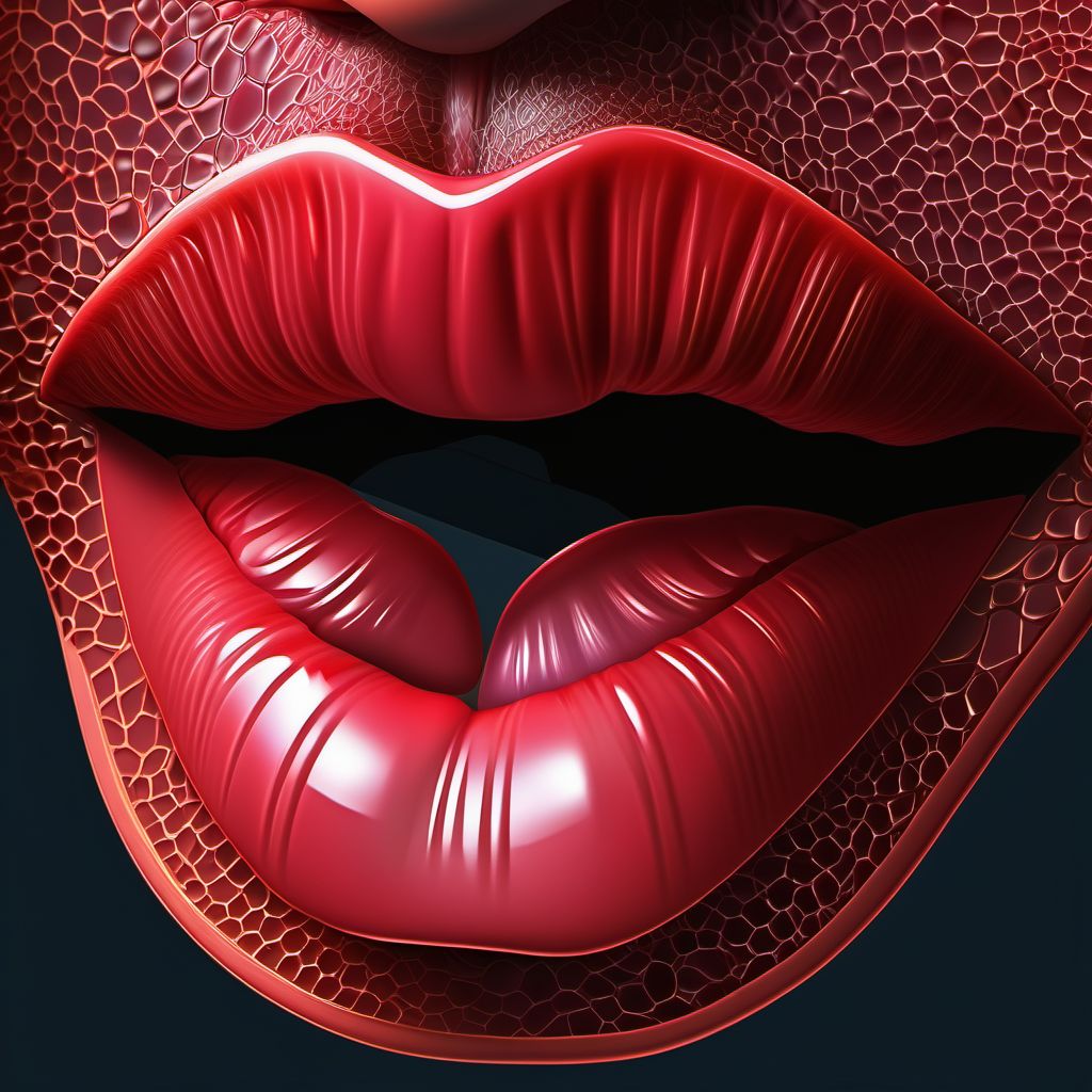 Contusion of lip and oral cavity digital illustration