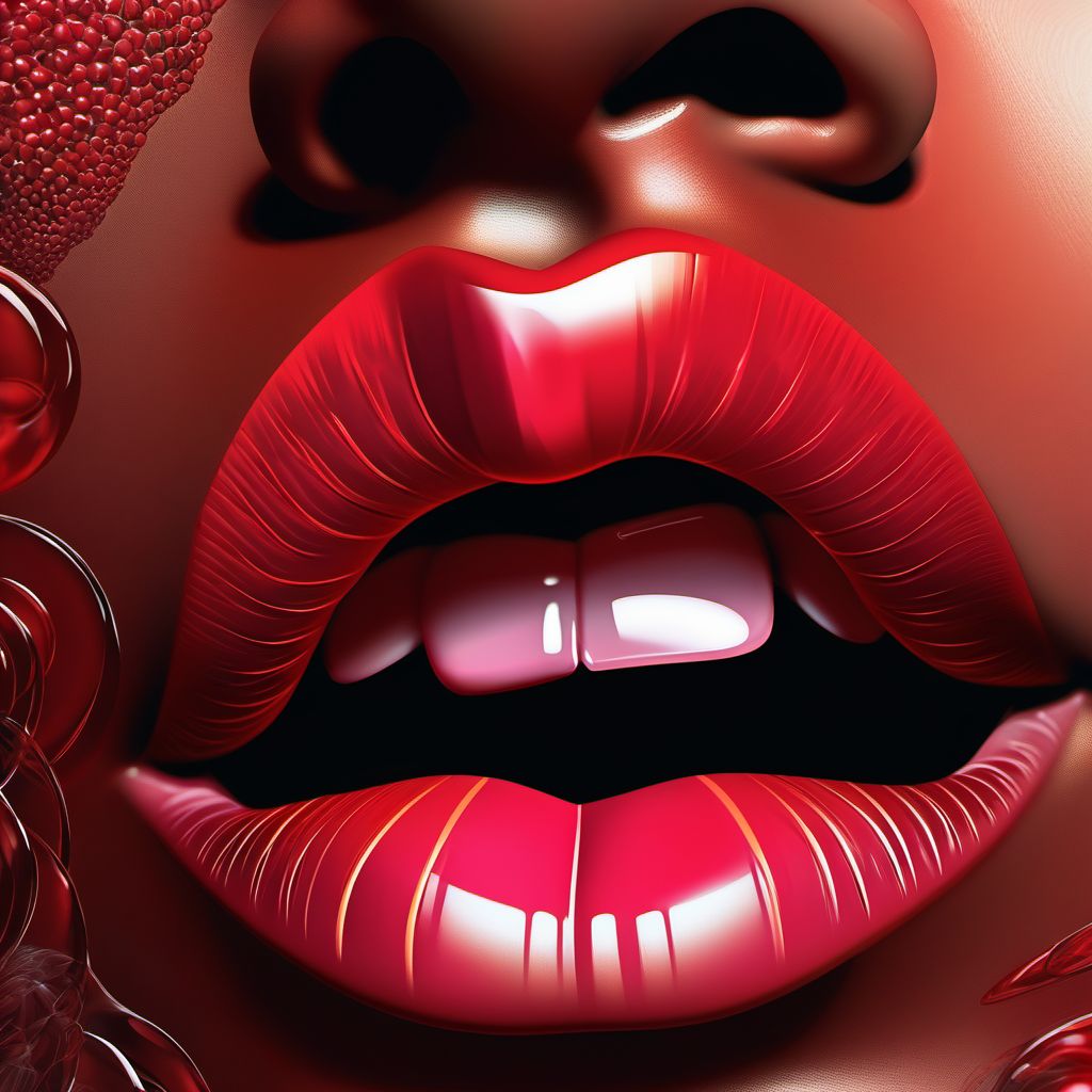 Contusion of lip digital illustration