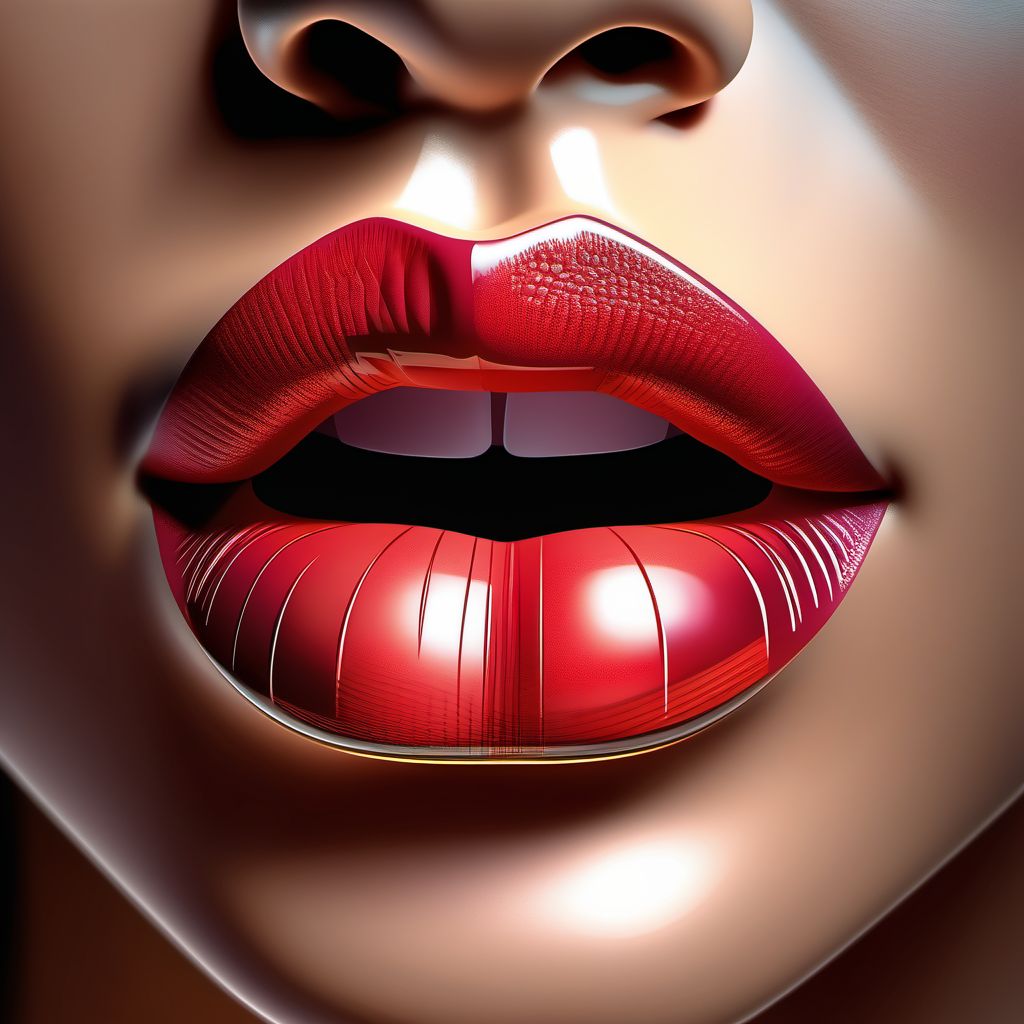 Superficial foreign body of lip digital illustration