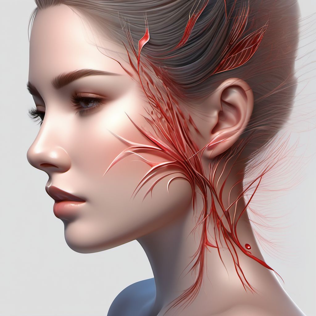 Laceration without foreign body of scalp digital illustration