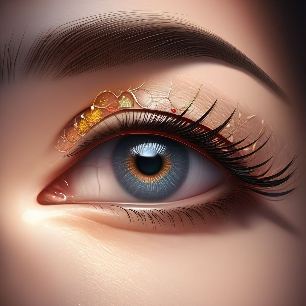 Open wound of eyelid and periocular area digital illustration