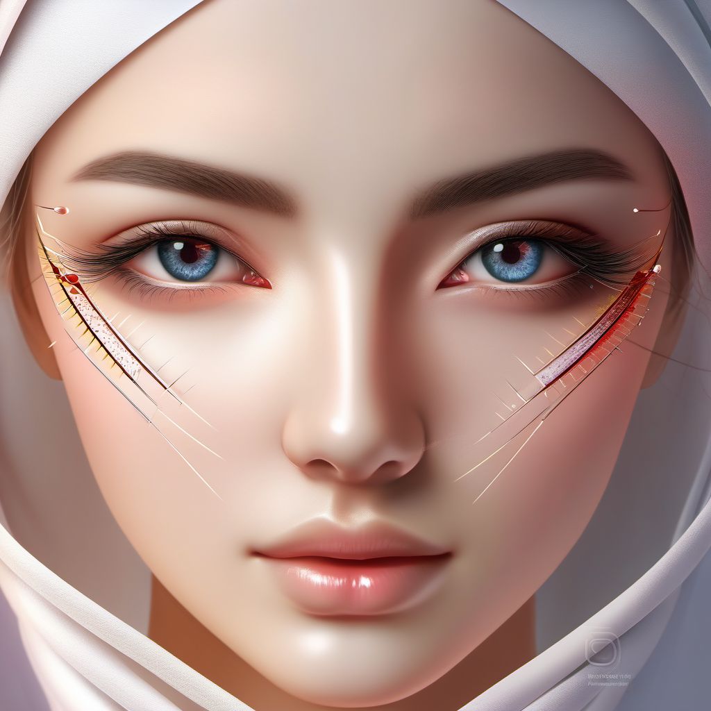 Laceration without foreign body of right eyelid and periocular area digital illustration